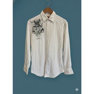 Vintage Y2K Roar Royalty Never Dies Button Embroidered Men’s Shirt XL